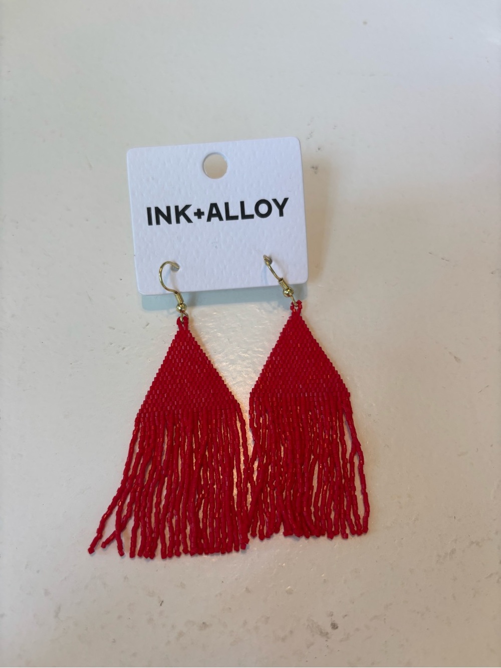 INK+ALLOY Red Beaded Fringe Drop Earrings